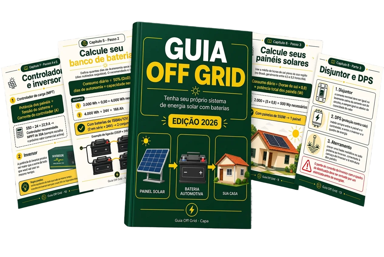 Mockup do celular exibindo a capa do e-book Guia Off Grid
